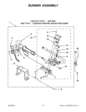 BURNER ASSEMBLY Diagram and Parts List for 7MWGD5700BC0  Whirlpool Dryer