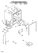 TUB AND FRAME PARTS Diagram and Parts List for DU1065XTPS1  Whirlpool Dishwasher