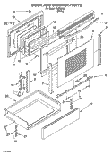 DOOR AND DRAWER PARTS Diagram and Parts List for WLP85800  Whirlpool Range