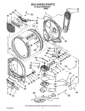 BULKHEAD PARTS Diagram and Parts List for WGD7600XW1  Whirlpool Dryer