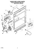 DOOR AND LATCH PARTS Diagram and Parts List for KUDS01DLSS3  KitchenAid Dishwasher