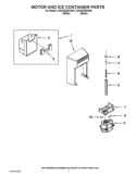 MOTOR AND ICE CONTAINER PARTS Diagram and Parts List for GSC25C6EYB01  Whirlpool Refrigerator