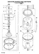AGITATOR, BASKET AND TUB PARTS Diagram and Parts List for 4KMTW5405TQ0  KitchenAid Washer
