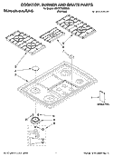COOKTOP, BURNER AND GRATE PARTS Diagram and Parts List for KGCC706RSS02  KitchenAid Cooktop