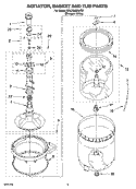 AGITATOR, BASKET AND TUB PARTS Diagram and Parts List for 2DLSQ8000JQ3  Whirlpool Washer