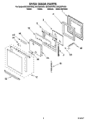 OVEN DOOR PARTS Diagram and Parts List for GSC308PJS06  Whirlpool Microwave Oven Combo