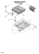 DISHRACK PARTS, OPTIONAL PARTS (NOT INCLUDED) Diagram and Parts List for RUD1000KB3  Roper Dishwasher