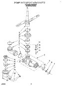 PUMP AND SPRAY ARM Diagram and Parts List for DU8016XB1  Whirlpool Dishwasher