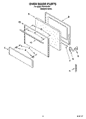OVEN DOOR PARTS Diagram and Parts List for FEP210KQ1  Roper Range
