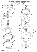 AGITATOR, BASKET AND TUB PARTS Diagram and Parts List for 7MLSQ8543JT6  Whirlpool Washer