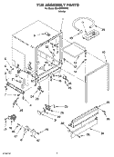 TUB ASSEMBLY Diagram and Parts List for DU400SWKW0  Whirlpool Dishwasher