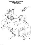 DISPENSER FRONT PARTS Diagram and Parts List for KSRY25CRMS00  KitchenAid Refrigerator