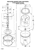 AGITATOR, BASKET AND TUB PARTS Diagram and Parts List for LSN3000PG3  Whirlpool Washer