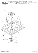 COOKTOP, BURNER AND GRATE Diagram and Parts List for SC8640EDB4  Whirlpool Cooktop