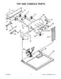 TOP AND CONSOLE PARTS Diagram and Parts List for 4GWED4900YW1  Whirlpool Dryer