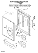 REFRIGERATOR DOOR PARTS Diagram and Parts List for GB9SHKXMQ02  Whirlpool Refrigerator