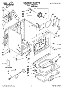 CABINET PARTS Diagram and Parts List for YLEN2000PW1  Whirlpool Dryer
