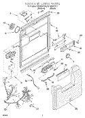 DOOR AND LATCH Diagram and Parts List for KUDS25SHBT0  KitchenAid Dishwasher