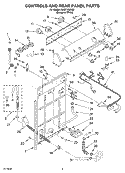 CONTROLS AND REAR PANEL Diagram and Parts List for RAS7133KQ0  Roper Washer