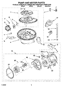 PUMP AND MOTOR PARTS Diagram and Parts List for KUDP01FLBL5  KitchenAid Dishwasher