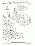 COOKTOP, BURNER AND GRATE PARTS Diagram and Parts List for KDRU763VSS00  KitchenAid Range