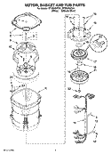 MOTOR, BASKET AND TUB PARTS Diagram and Parts List for WTW6700TW1  Whirlpool Washer
