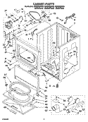 CABINET PARTS Diagram and Parts List for GGQ9800PG3  Whirlpool Dryer