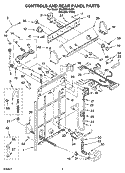 CONTROLS AND REAR PANEL PARTS Diagram and Parts List for 3RLBR8543JQ3  Whirlpool Washer
