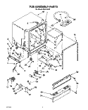 TUB ASSEMBLY, LIT/OPTIONAL Diagram and Parts List for DU8150XX2  Whirlpool Dishwasher