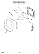 OVEN DOOR PARTS Diagram and Parts List for RS610PXGW11  Whirlpool Range