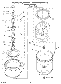 AGITATOR, BASKET AND TUB PARTS Diagram and Parts List for LSR7010PQ0  Whirlpool Washer