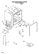 TUB AND FRAME PARTS Diagram and Parts List for DUC600XTPQ0  Whirlpool Dishwasher
