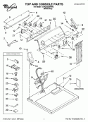 TOP AND CONSOLE PARTS Diagram and Parts List for 1CWGD5300VW0  Whirlpool Dryer