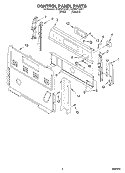CONTROL PANEL Diagram and Parts List for RF350PXHW1  Whirlpool Range