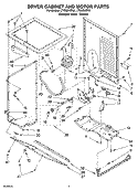 DRYER CABINET AND MOTOR PARTS Diagram and Parts List for LTG6234DT4  Whirlpool Washer Dryer Combo