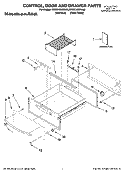 CONTROL, DOOR AND DRAWER PARTS Diagram and Parts List for KEWS105SPA02  KitchenAid Warming Drawer