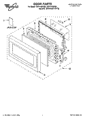 DOOR PARTS Diagram and Parts List for YMT4140SKQ0  Whirlpool Microwave