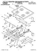 COOKTOP AND MANDIFOLD PARTS Diagram and Parts List for FGP215KQ1  Roper Range