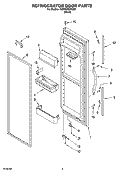 REFRIGERATOR DOOR PARTS Diagram and Parts List for 6GD5SHQXKB01  Whirlpool Refrigerator