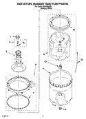 AGITATOR, BASKET AND TUB PARTS Diagram and Parts List for RAS6233KQ1  Roper Washer