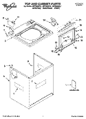 TOP AND CABINET PARTS Diagram and Parts List for GST9630PL1  Whirlpool Washer