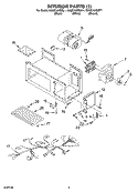 INTERIOR PARTS 1 Diagram and Parts List for KHMC107EBL1  KitchenAid Microwave
