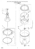 AGITATOR, BASKET AND TUB Diagram and Parts List for RAB3121EW0  Roper Washer