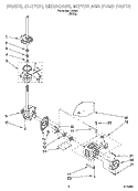 BRAKE, CLUTCH, GEARCASE, MOTOR AND PUMP PARTS Diagram and Parts List for IJ45001  Inglis Washer