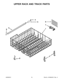 UPPER RACK AND TRACK PARTS Diagram and Parts List for ADB1400PYB2  Whirlpool Dishwasher
