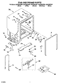 TUB AND FRAME PARTS Diagram and Parts List for GU2700XTSQ1  Whirlpool Dishwasher