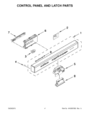 CONTROL PANEL AND LATCH PARTS Diagram and Parts List for KUDS30IXSS9  KitchenAid Dishwasher