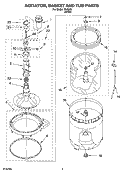AGITATOR, BASKET AND TUB PARTS Diagram and Parts List for IP43003  Inglis Washer