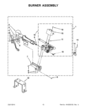 BURNER ASSEMBLY Diagram and Parts List for 7MWGD9150XW3  Whirlpool Dryer