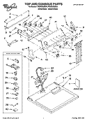TOP AND CONSOLE PARTS Diagram and Parts List for WGD5800SG0  Whirlpool Dryer
